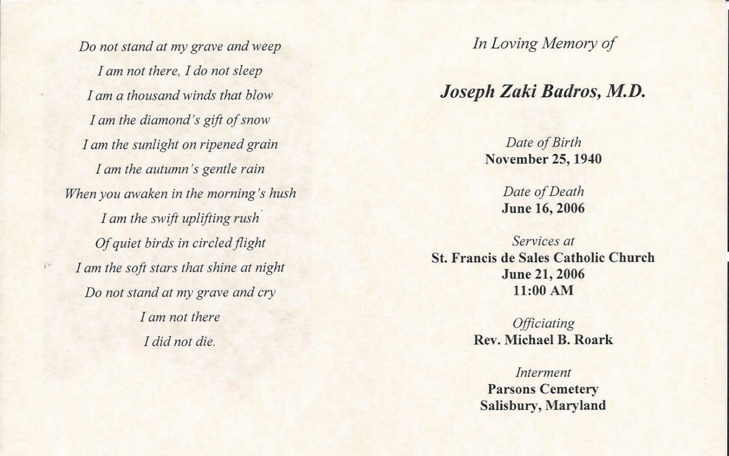 Free Graveside Service Obituary Template Word