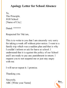 Professional Instructor Absence Excuse Template Pdf Sample