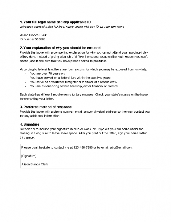 Professional Medical Excuse For Jury Duty Template  Example