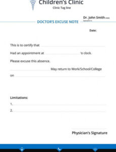 Professional Patient Excuse Letter Template Pdf Sample