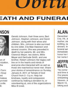Write Obituary Template  Sample
