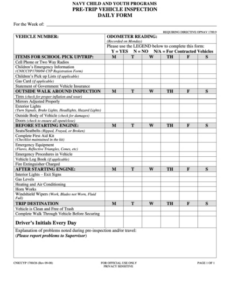 Best Pre Trip Inspection Form Template Doc Example