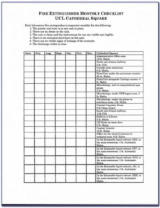 Costum Monthly Fire Extinguisher Inspection Form Template Doc Sample
