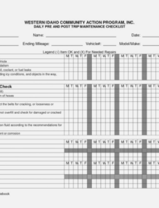 Costum Pre Trip Inspection Form Template Word Example
