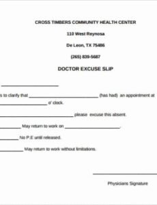 Editable Dental Excuse Letter For Work Template  Example