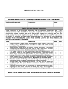 Editable Safety Harness Inspection Register Template Excel