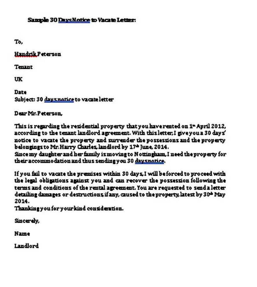 Printable Move Out Letter To Tenant Template Pdf Example