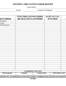 Professional Monthly Fire Extinguisher Inspection Form Template Word
