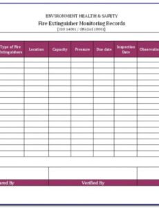 Professional Monthly Fire Extinguisher Inspection Form Template Word Sample