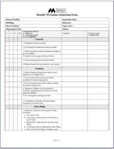 Workplace Inspection Form Template Doc