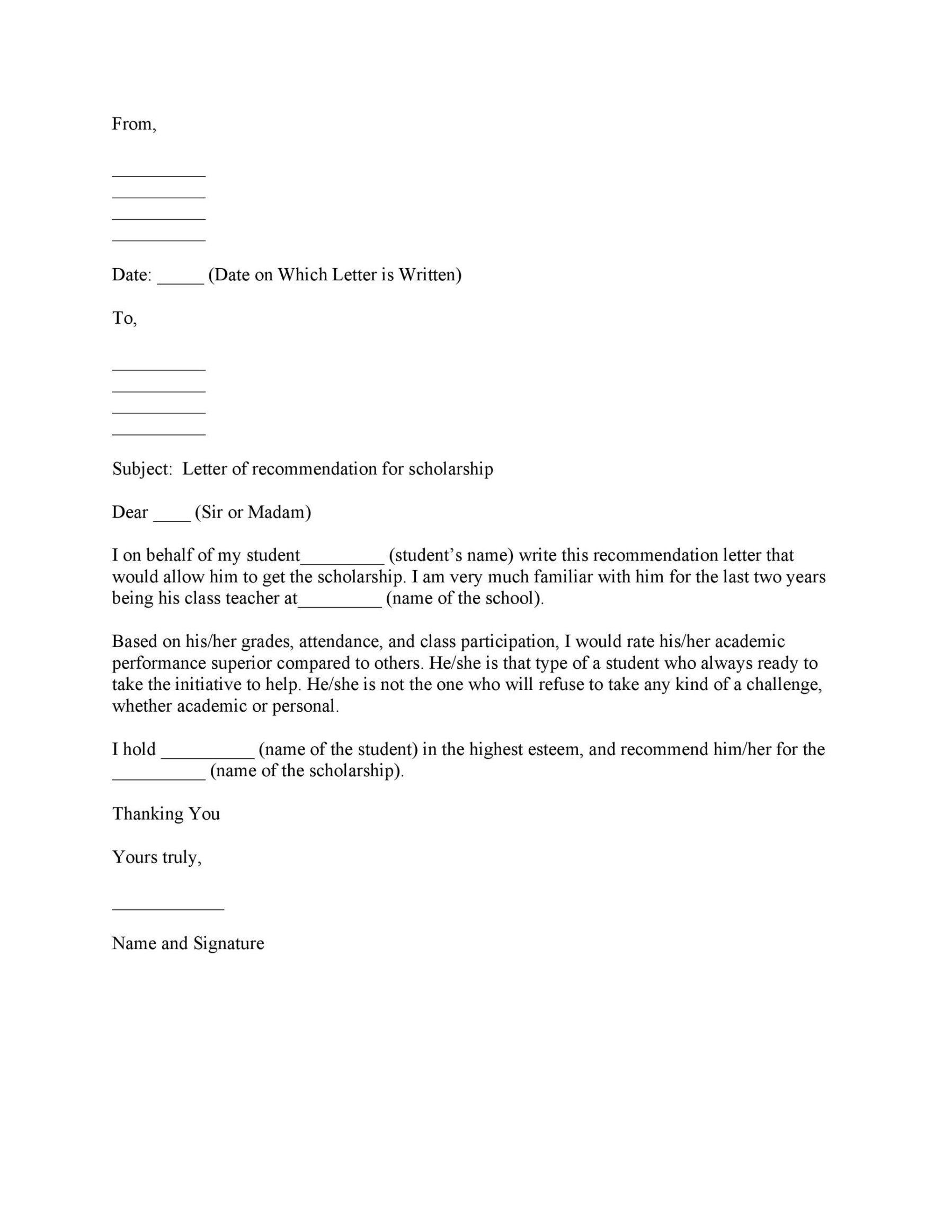 Best Recommendation Letter General Template Excel Example
