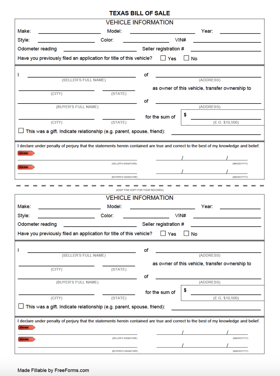 Bill Of Sale General Template Doc Sample