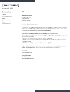 Editable Cover Letter General Template Excel