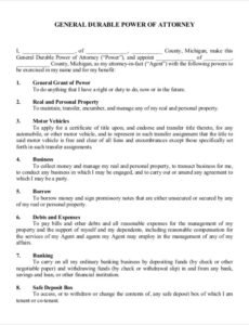 Editable Power Of Attorney General Template