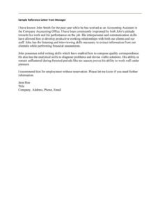 Printable Letter Of Recommendation General Template  Sample