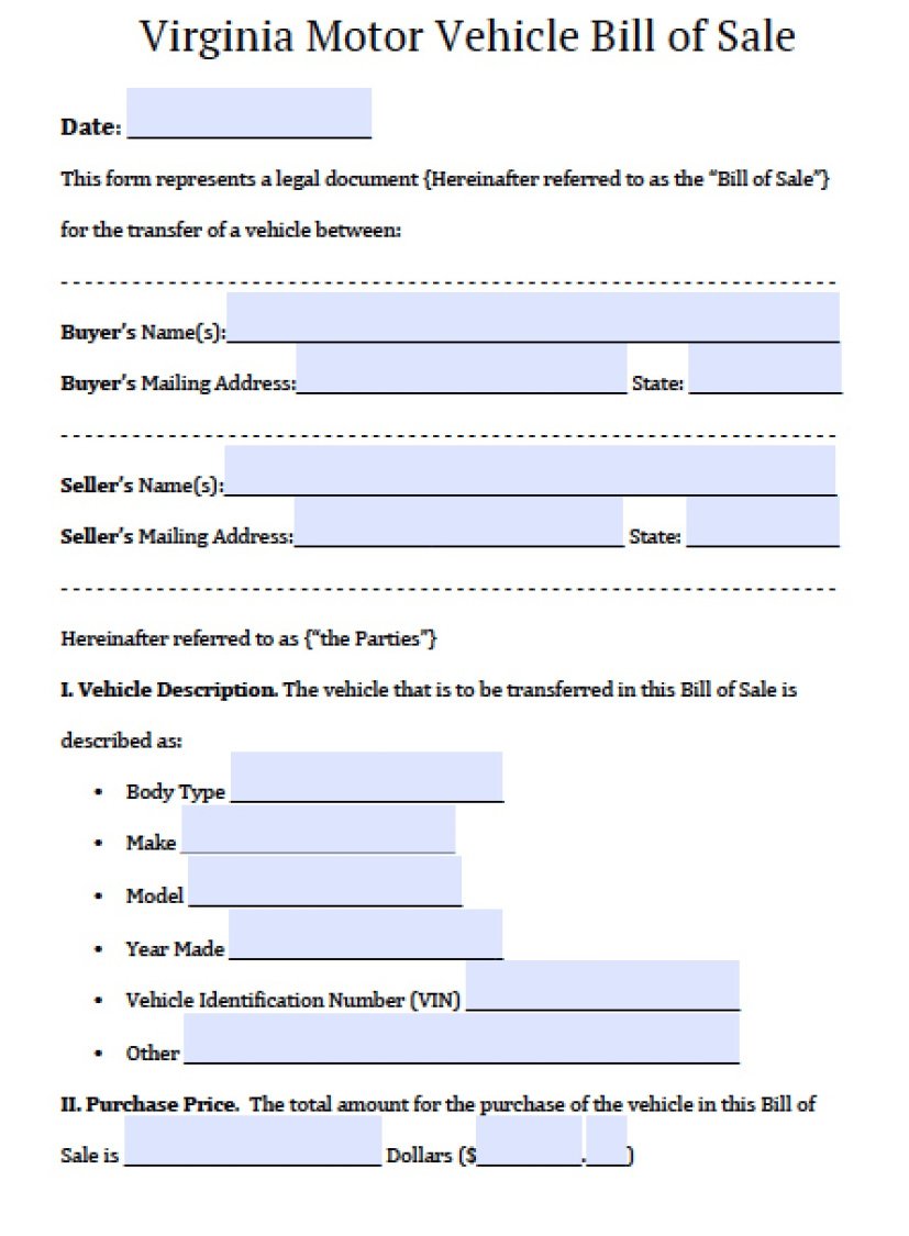 Professional General Vehicle Bill Of Sale Template Word Example