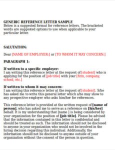 Professional Letter Of Recommendation General Template Excel