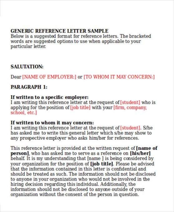 Professional Letter Of Recommendation General Template Excel