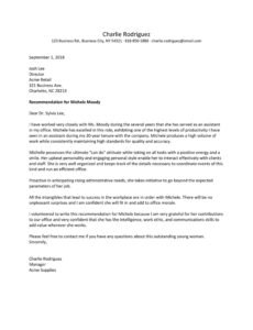 Professional Letter Of Recommendation General Template Word Sample