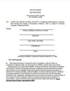 Costum General Contractor Construction Bid Template  Sample