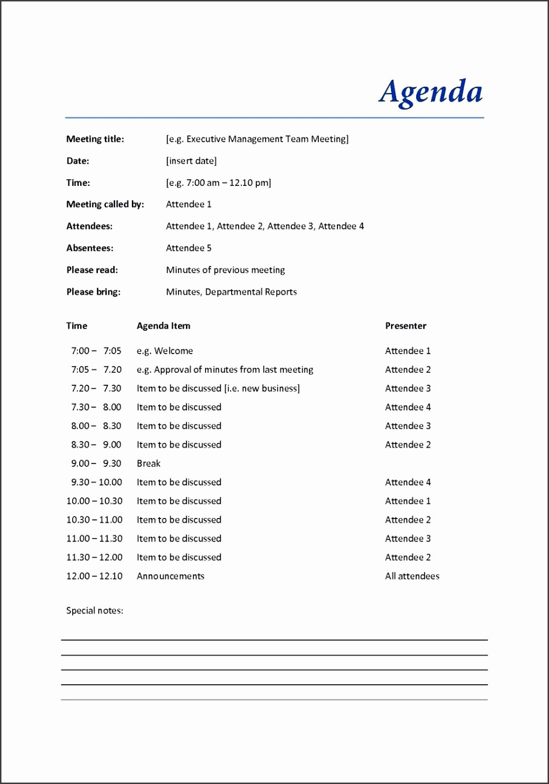 Editable Minutes Of General Meeting Template Excel