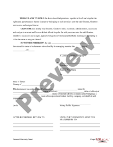 Free Texas General Warranty Deed Template