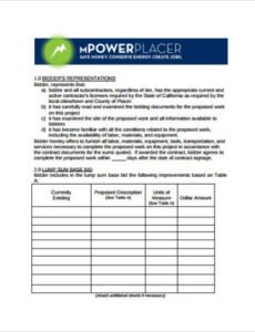 General Contractor Bid Sheet Template Word Example