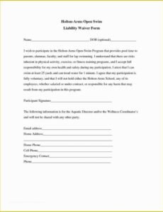 General Liability Release Form Template Pdf Sample