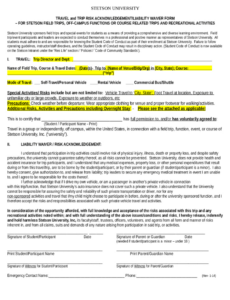 General Liability Release Form Template Word Sample