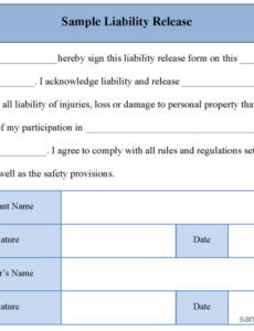 General Release Of Liability Form Template Doc