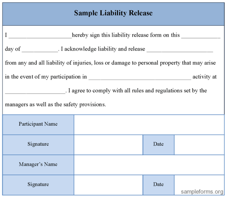 General Release Of Liability Form Template Doc