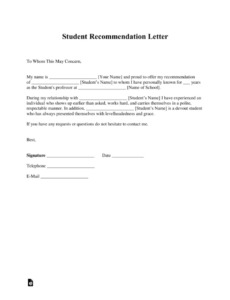 Printable General Letter Of Recommendation Template