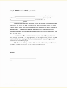 Printable General Liability Release Form Template Word Example
