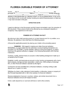 Printable General Power Of Attorney Template Word
