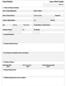 Printable General Scope Of Work Template Doc Example