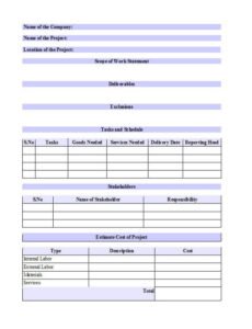 Printable General Scope Of Work Template Pdf Sample