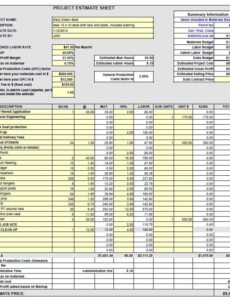 Professional General Contractor Bid Sheet Template Excel Sample