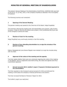 Professional Minutes Of General Meeting Template