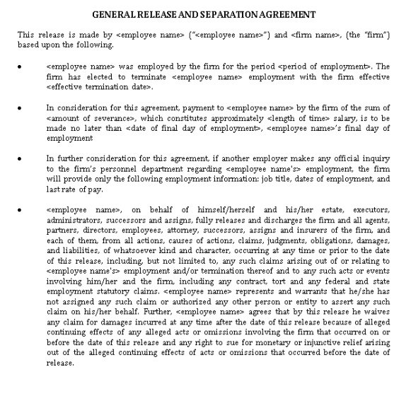 Professional Severance Agreement And General Release Template Doc