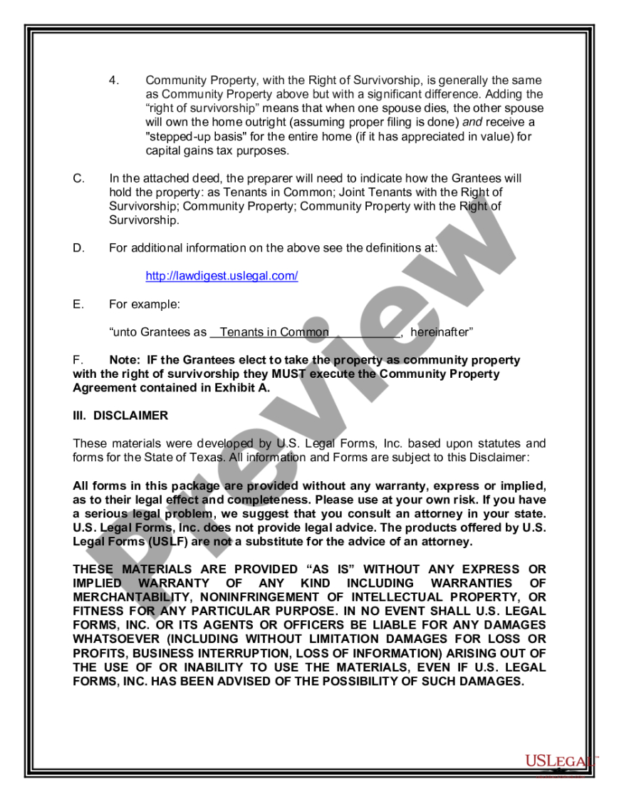 Texas General Warranty Deed Template  Example