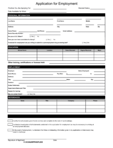 Best General Employment Application Template Excel