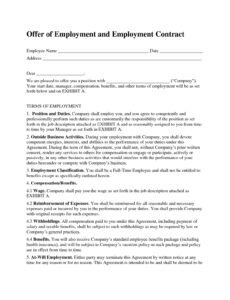 Best General Manager Employment Contract Template  Example