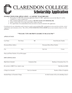 Best General Scholarship Application Template Word Sample