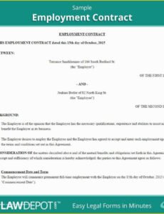 Costum General Employment Contract Template Excel