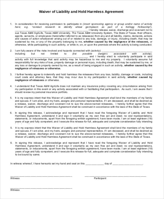 Editable General Disclaimer Form Template Doc Sample