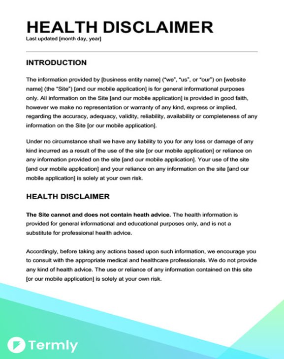 Free General Disclaimer Form Template Excel Example