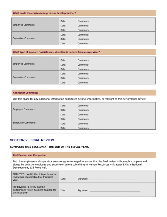 Free General Performance Review Template  Sample