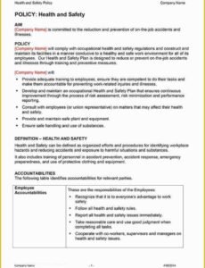 Free General Safety Plan Template  Sample