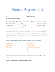 General Lease Agreement Template Word Sample