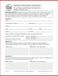 General Scholarship Application Template Word